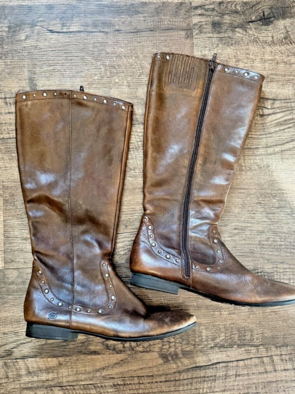 Born Boc Women's Size 10 Brown Leather Tall Lizzie Knee High Side Zip Boots